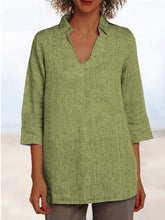 Load image into Gallery viewer, Literary Cotton And Linen Ladies Short Sleeve Shirt
