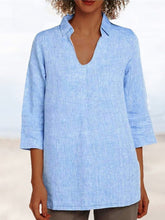 Load image into Gallery viewer, Literary Cotton And Linen Ladies Short Sleeve Shirt