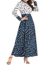 Load image into Gallery viewer, Women&#39;S Stand-Up Collar Leopard Print Waist Big Hem Dress