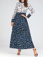 Load image into Gallery viewer, Women&#39;S Stand-Up Collar Leopard Print Waist Big Hem Dress