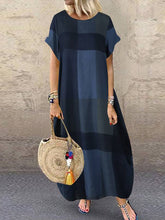 Load image into Gallery viewer, Women Round Neck Short Sleeve Loose Maxi Dress