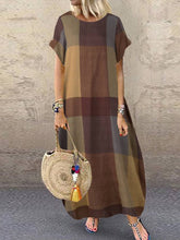 Load image into Gallery viewer, Women Round Neck Short Sleeve Loose Maxi Dress