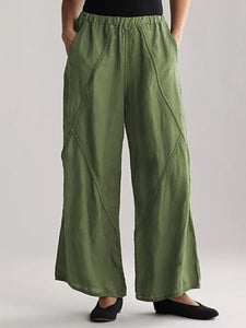 Cotton And Linen Casual Loose Women'S Wide-Leg Pants