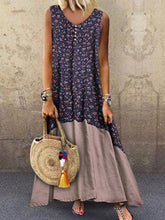 Load image into Gallery viewer, Women Bohemian Floral Cotton and Linen Maxi Dress