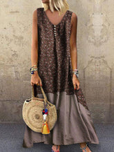 Load image into Gallery viewer, Women Bohemian Floral Cotton and Linen Maxi Dress