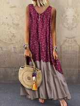 Load image into Gallery viewer, Women Bohemian Floral Cotton and Linen Maxi Dress