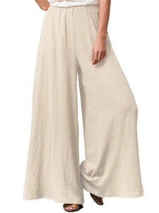 Cotton And Linen Comfortable Solid Color Women'S Wide-Leg Pants