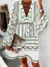 Load image into Gallery viewer, Bohemian Print V-neck Flared Sleeve Beach Dress