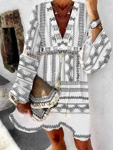 Load image into Gallery viewer, Bohemian Print V-neck Flared Sleeve Beach Dress