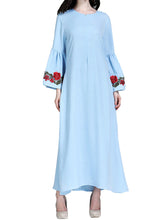 Load image into Gallery viewer, Fashionable Embroidered Flared Sleeve Dress