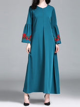 Load image into Gallery viewer, Fashionable Embroidered Flared Sleeve Dress