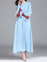 Load image into Gallery viewer, Fashionable Embroidered Flared Sleeve Dress