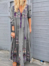Load image into Gallery viewer, Printed Flower Stitching Fashion Drawstring Long Sleeve Dress