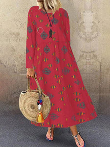 Ethnic Style Cotton And Linen Women'S Dress