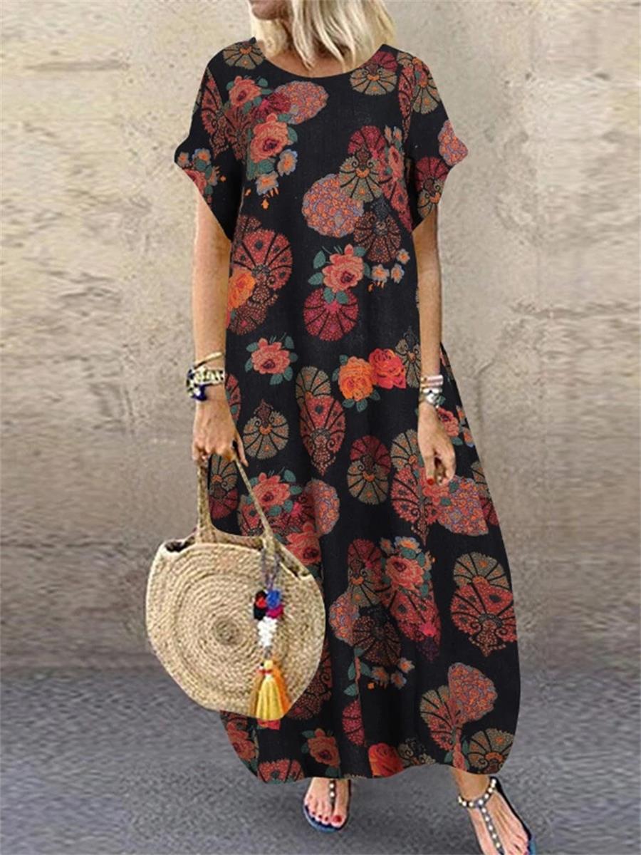 Ethnic Print Women'S Long Dress