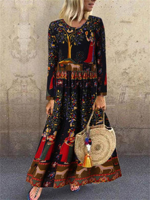 Spring And Summer Ethnic Print Women'S Dress