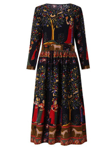 Spring And Summer Ethnic Print Women'S Dress