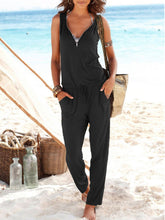 Load image into Gallery viewer, Simple Solid Color Zipper Vest Casual Jumpsuit