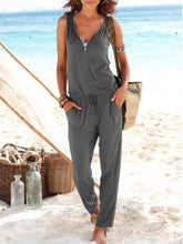 Load image into Gallery viewer, Simple Solid Color Zipper Vest Casual Jumpsuit