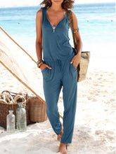 Load image into Gallery viewer, Simple Solid Color Zipper Vest Casual Jumpsuit