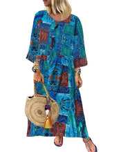 Load image into Gallery viewer, Retro Style Cotton And Linen Print Women&#39;S Dress