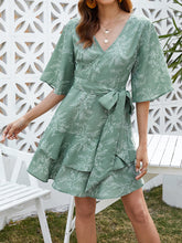 Load image into Gallery viewer, Casual Printed V-Neck Sleeve Tie Dress