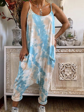Load image into Gallery viewer, Tie-dyed Sling Low-grade Casual Loose Wide Leg Jumpsuit