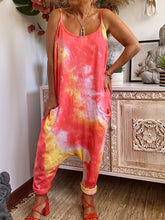 Load image into Gallery viewer, Tie-dyed Sling Low-grade Casual Loose Wide Leg Jumpsuit