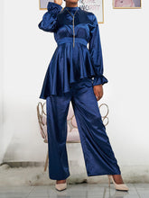 Load image into Gallery viewer, Summer Wide Leg Pants Dress Imitation Silk Suit