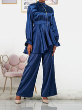 Load image into Gallery viewer, Summer Wide Leg Pants Dress Imitation Silk Suit