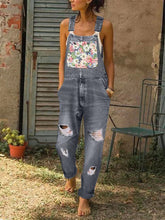 Load image into Gallery viewer, Vintage Denim Patch Casual Loose Sling Jumpsuit