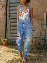 Load image into Gallery viewer, Vintage Denim Patch Casual Loose Sling Jumpsuit