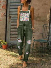 Load image into Gallery viewer, Vintage Denim Patch Casual Loose Sling Jumpsuit