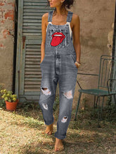 Load image into Gallery viewer, Retro Denim Tongue Simple Slim Casual Suspender Jumpsuit