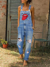 Load image into Gallery viewer, Retro Denim Tongue Simple Slim Casual Suspender Jumpsuit