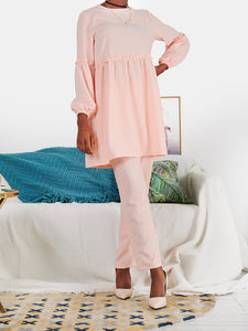 Loose Solid Color Top Wide Leg Pants Long Sleeve Suit