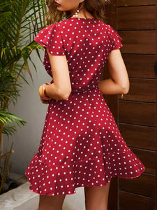 Fashion Casual Polka Dot V-Neck Sexy Dress