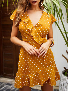 Fashion Casual Polka Dot V-Neck Sexy Dress