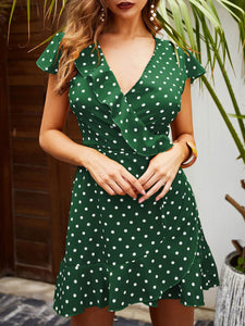 Fashion Casual Polka Dot V-Neck Sexy Dress