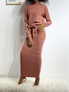 Casual Solid Color Knitted Cotton Dress Suit