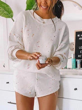 Load image into Gallery viewer, Simple Round Neck Long Sleeve Printed Casual Loose Two Piece Set