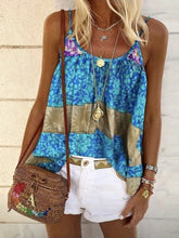 Load image into Gallery viewer, Women Bohemian Floral Stitching Tank Top