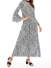 Load image into Gallery viewer, Casual V-Neck Zebra Print Flare Sleeve Dress