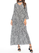 Load image into Gallery viewer, Casual V-Neck Zebra Print Flare Sleeve Dress