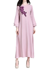 Load image into Gallery viewer, Women&#39;S Round Neck Floral Embroidery Casual Dress