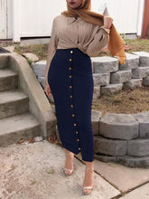 Load image into Gallery viewer, Casual Solid Color Long And Short Pocket Hip Skirt