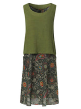 Load image into Gallery viewer, Two-Piece Sleeveless Cotton And Linen Printed Dress