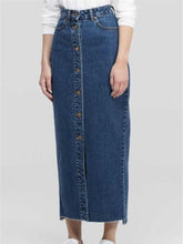 Load image into Gallery viewer, Women&#39;S Long Button Denim Skirt With Hips