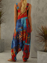 Load image into Gallery viewer, Retro Color Block Casual Overalls Printed Loose Jumpsuit