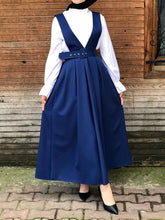 Load image into Gallery viewer, Casual Solid Color Suspenders And Belted Large Hem Skirt